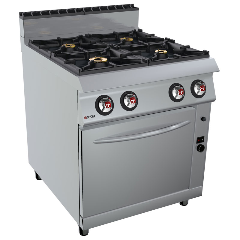 Commercial Gas Range with 4 Burners and Gas Oven - 800 - Offcar 80CBG14 mm Commercial Gas Range with 4 Burners and Gas Oven - 800 - Offcar 80CBG14 mm