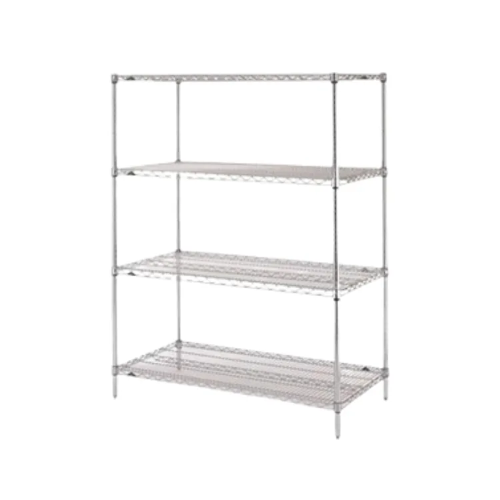 Commercial 4-Tier Chrome Wire Shelving Unit - 1220x460x1800mm