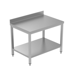 Commercial Stainless Steel Work Table with Splashback & Undershelf - 1000x700x850mm