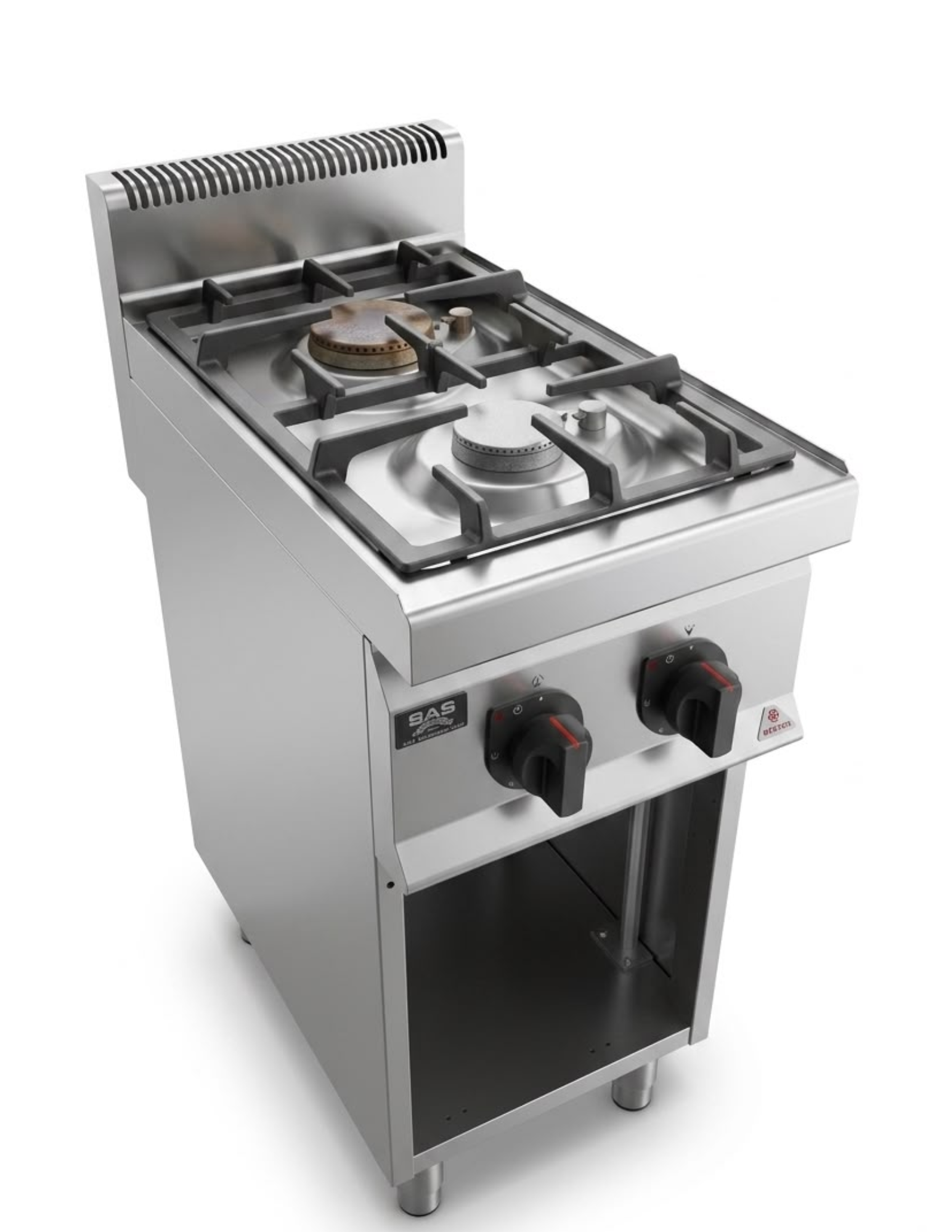 Commercial 2-Burner Gas Stove with Open Cabinet - Berto's - G7F2MPW