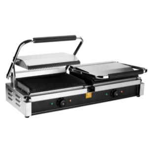 Commercial Double Cast Iron Ribbed Panini Press (4.4 kW) - Matfer