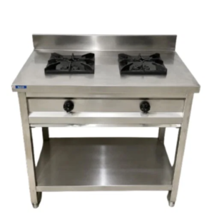 Commercial 2 Burner Indian Style Gas Range with Open Stand